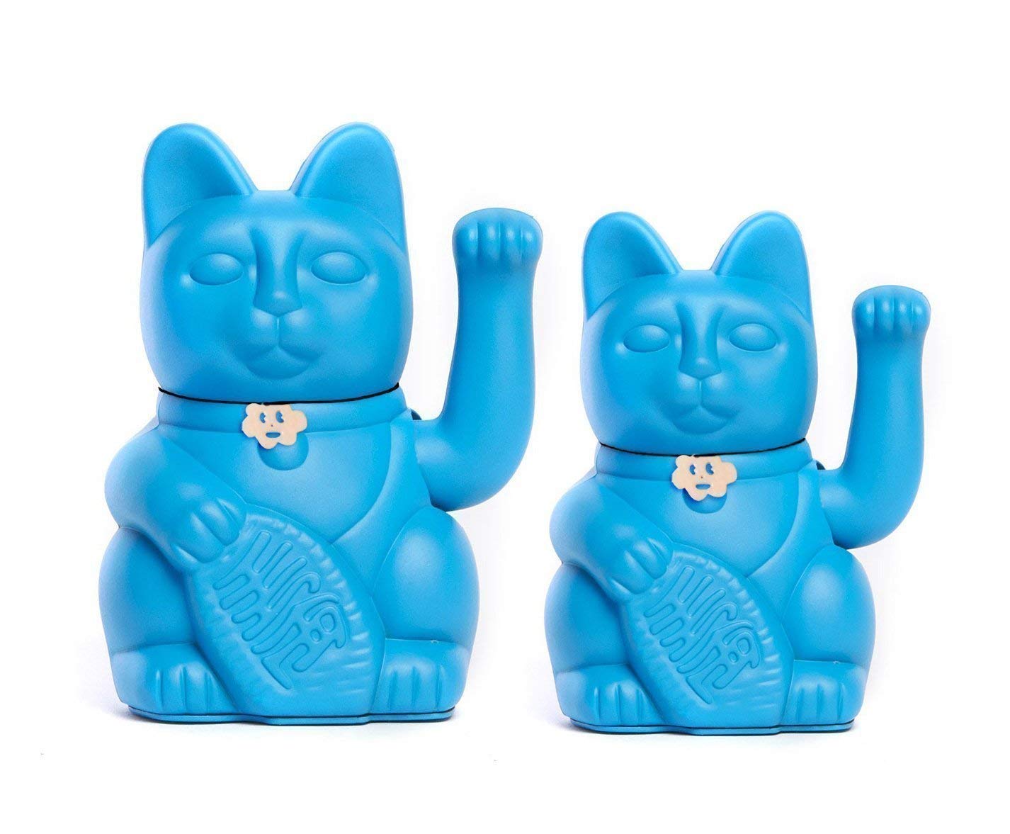 Maneki Neko Gatto Portafortuna Giapponese con Zampa Mobile Figurina Dipinta a Mano Decorazione Casa Ufficio Ingresso Idea Regalo Fortuna Prosperità Felicità Feng Shui (BLU, M (10x6x15cm))