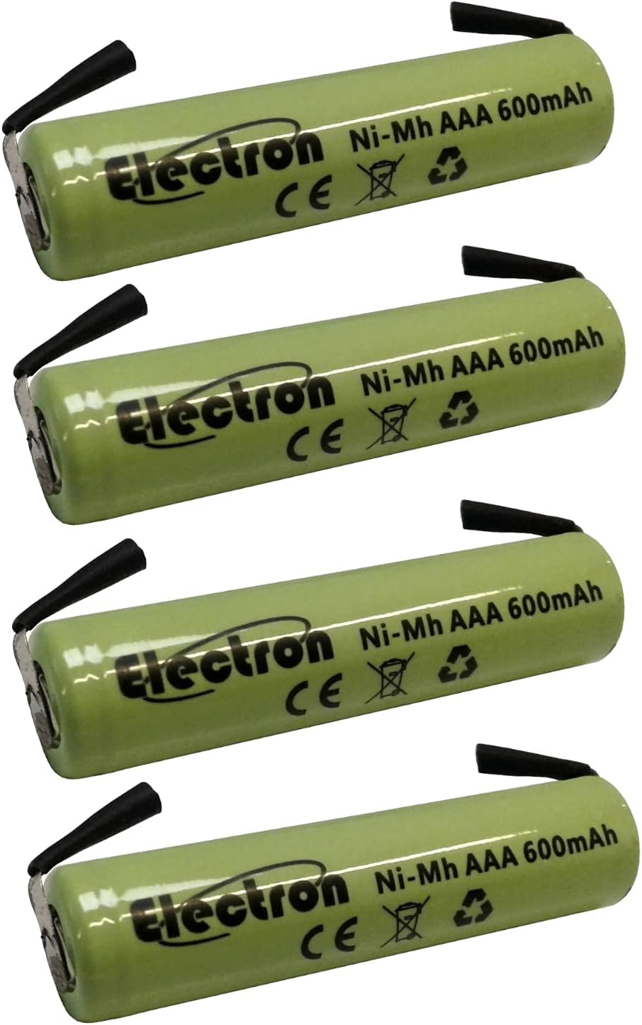 4 x Ni-Mh Rechargeable Batteries Mini AAA 1.2 V 600 mAh with Soldering Terminals for Rechargeable Battery Packs