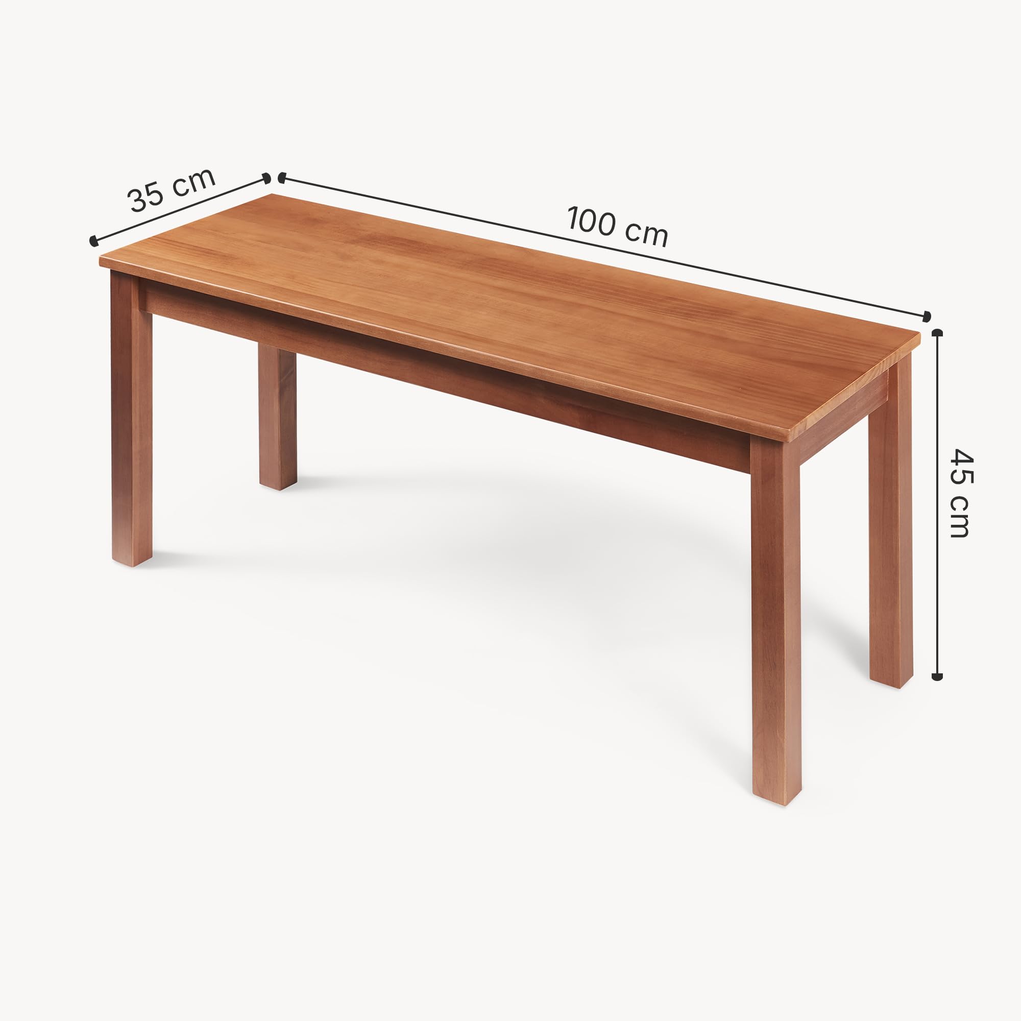 [en.casa] Banc de Salle à Manger Banquette avec Protections de Sol Siège Confortable Assise Spacieuse Excellente Stabilité pour Invités Fêtes Bois de Pin 100 x 35 x 45 cm Effet Noyer