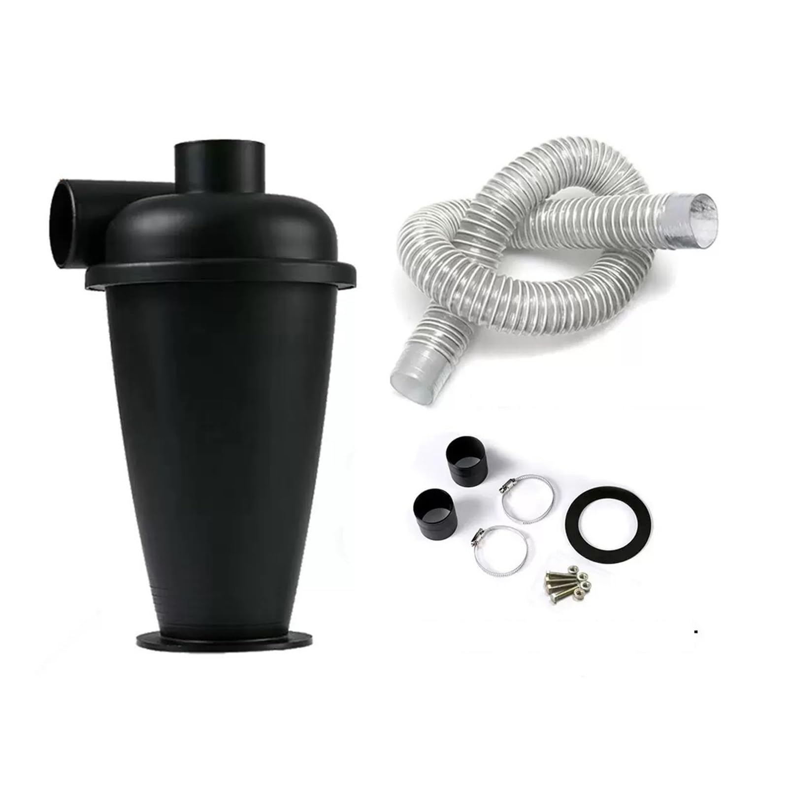 Colector de polvo con filtración ciclónica de 50 mm/2'', filtro turboalimentado for carpintería, separador industrial, for bricolaje(Black,1pc+2-meter hose)