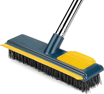 2-in-1 Floor Scrubber Cleaning Grout Brush Floor Scrub Brush with Comb Teetch and Squeegee for Tile Bathroom Shower Patio and Kitchen