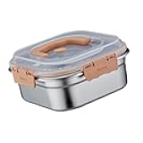 Multipurpose Stainless Steel Food Preserver Lunch Box with Transparents Lid Household Crisper Practical Meal Container Stainless Steel Food Container