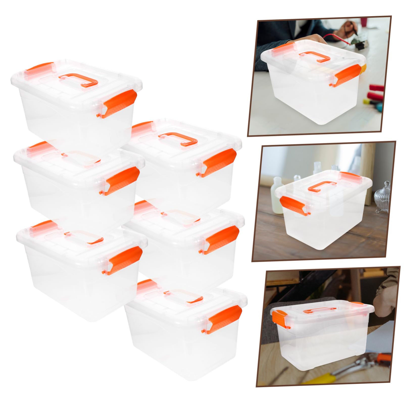 Almacenamiento de Plástico Tapa y Asa Organizadores Pequeños 6 Cajas Capacidad 3l Material Pp y Abs para Uso Doméstico