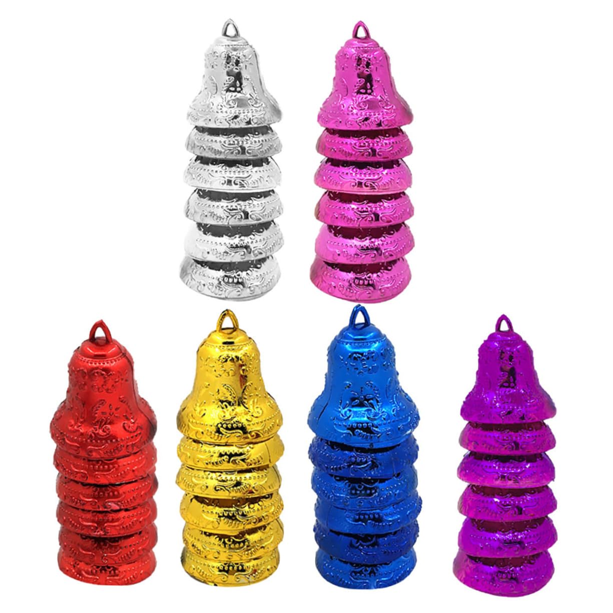 ARTIBETTER Christmas Tree Accessory 6pcs/package Christmas Bells Ornaments Festive Plastic Pendant Decorations Random Color
