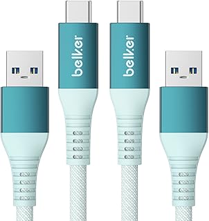 2Pack USB C Data Cable 【10Gbps】 Belker USB A Android Auto Cable QC3.0 3.1A Fast Charger Data Transfer Cable USB3.2 Gen2 for Samsung Note20 Galaxy S22/S21/S20 Galaxy Z Flip4 Pixel 7Pro 1M/3.3ft-Green