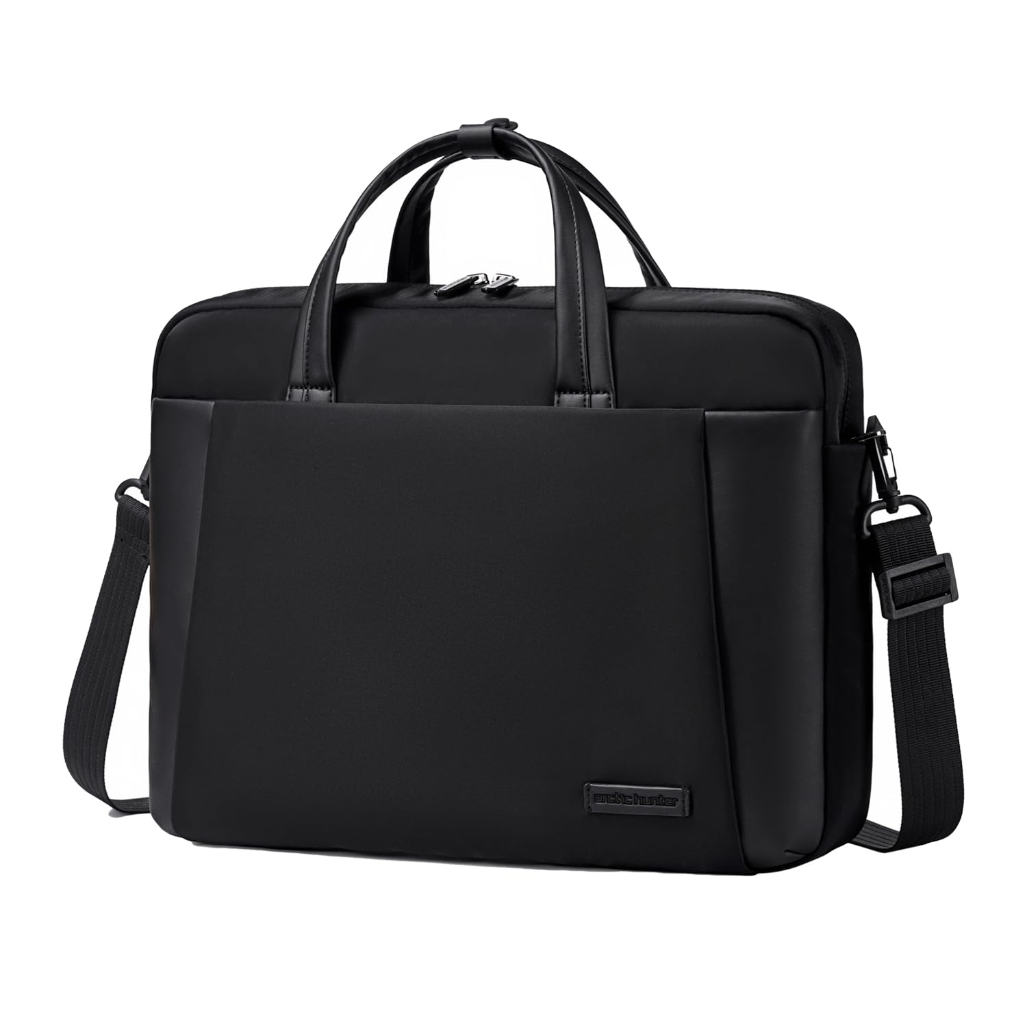 ah arctic hunter Arctic Hunter Office Laptop Bag Nylon 15.6-inch Laptop Messenger Sling Bag Water Repellent Shockproof Microfiber Handle Detachable Shoulder Strap Padded Business Bag for Men Women,Black-picture-42