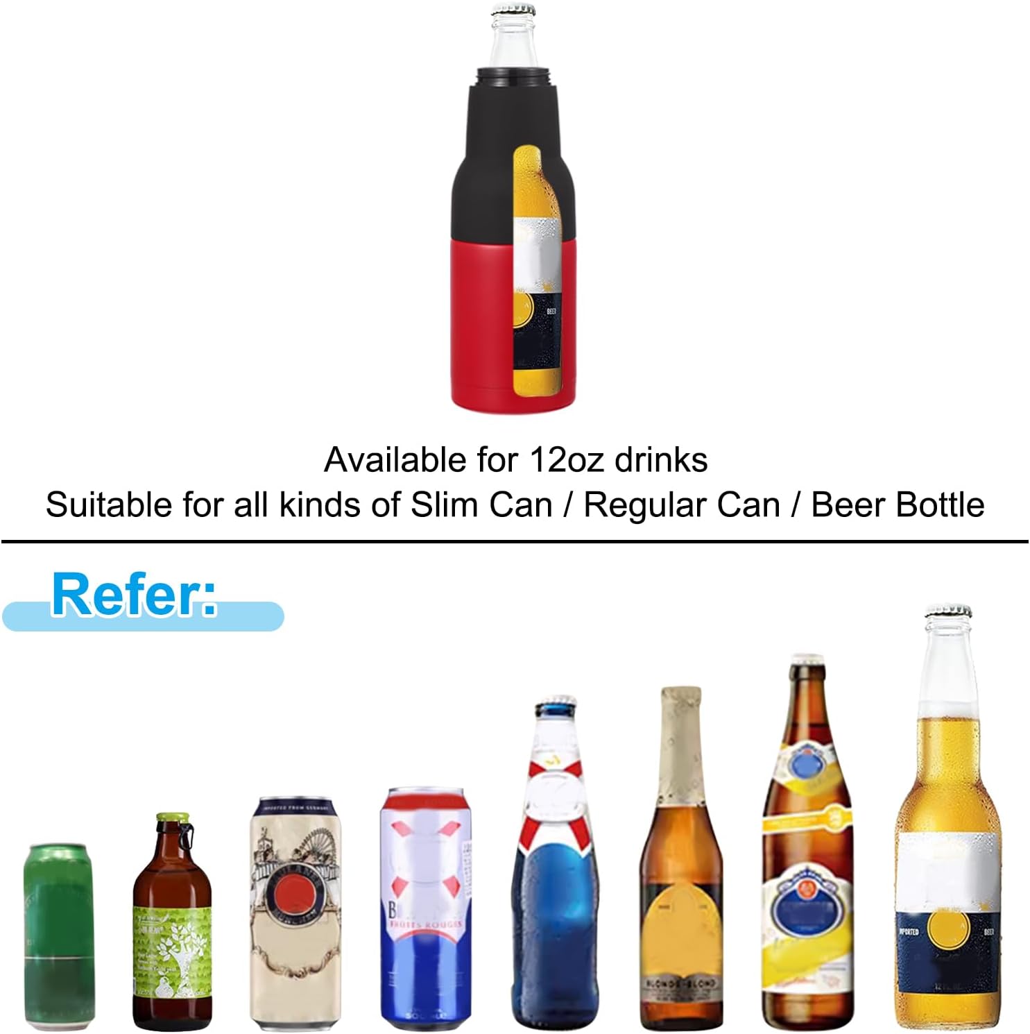 PATIKIL Slim Can Cooler, 2 Pcs 12oz Skinny Can Insulated Beer Sleeve Drink Holder with Bottle Opener for Beer Soda Coffee Regular Cans and Bottles, Black