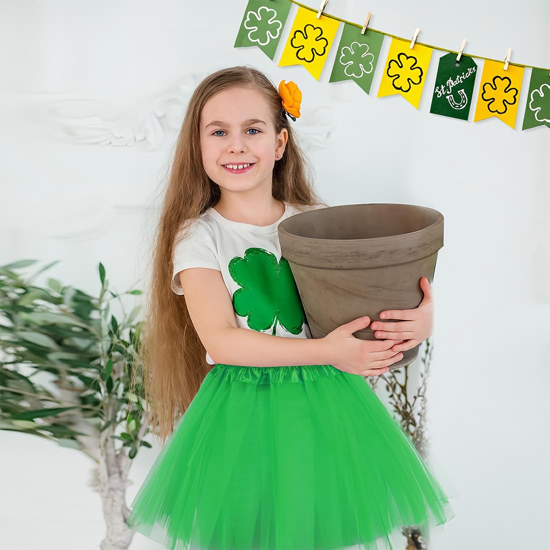 Paquete de 2 faldas de fiesta para niñas, disfraz de tutú, tutú de tul para fiestas de baile, enagua de ballet, verde — view 2