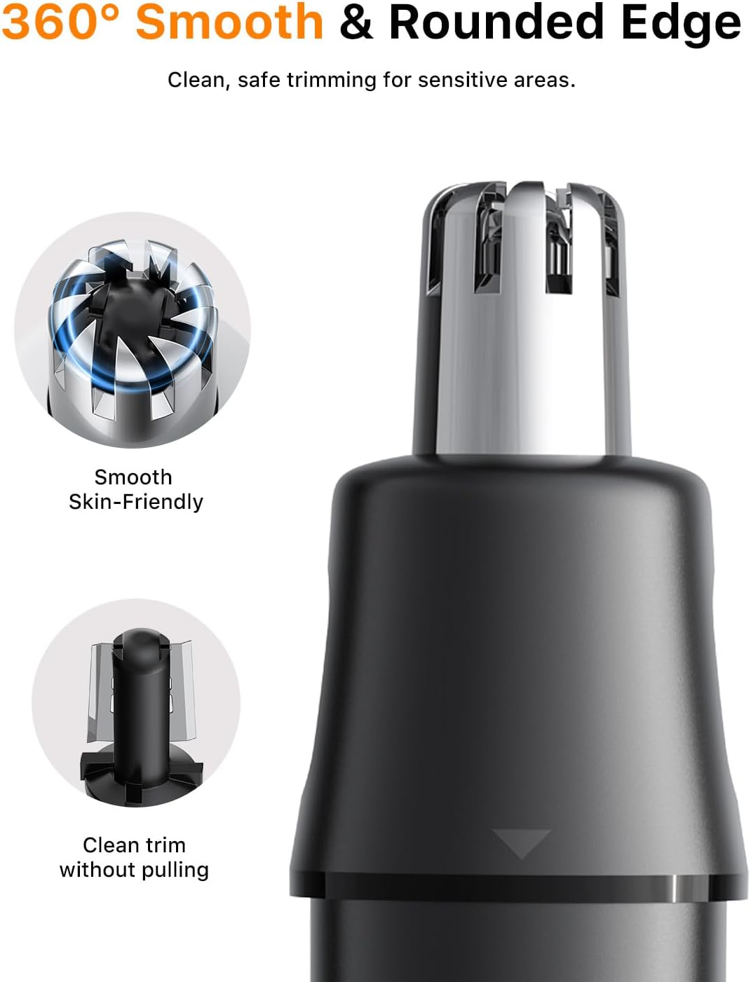 Genuine Magnetic Replacement Nose Hair Blades - Only Fit for H1 & H3 Body Hair Trimmer, Electric Nose & Ear Hair Trimmer, Easy Snap-On & Rinseable, Durable Stainless Steel, 1 Pack(Black)