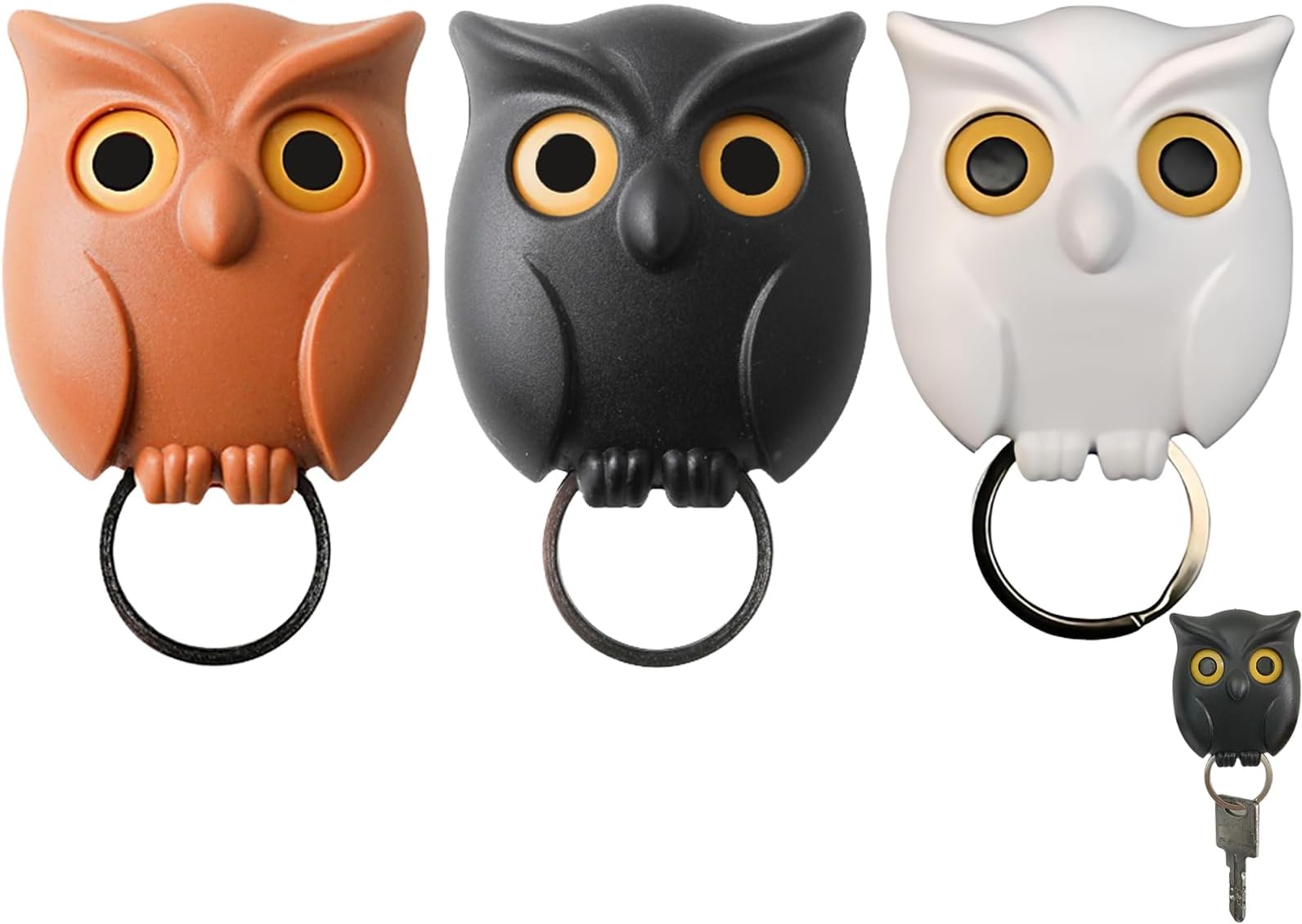 Night Owl Magnetic Key Holder - Automatic Open/Close Eyes, Self-Adhesive Wall-Mounted Key Rack