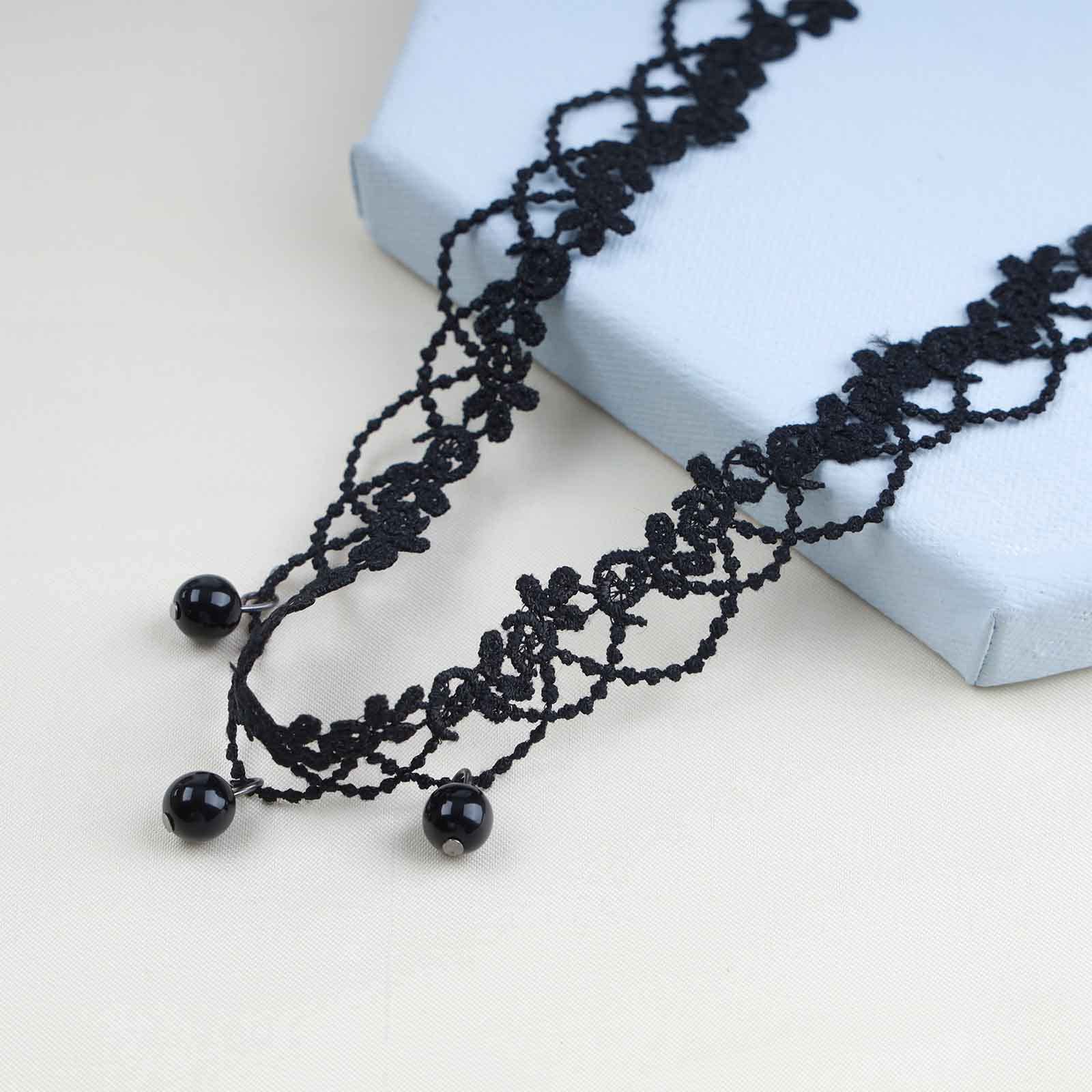Yienate Vintage Collana Girocollo Pizzo Bianco Gotico Pizzo Modello Collana Punk Nappa Perla Bianca Perline Pendente Girocollo Principessa Sposa Pizzo