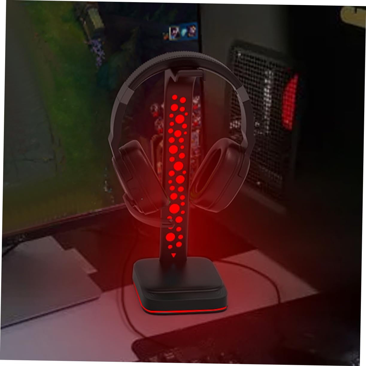 SHINEOFI Supporto Per Cuffie Led Hub Usb Multiuso Per Pc Da Gioco Supporto Per Cuffie Da Tavolo Luce Regolabile