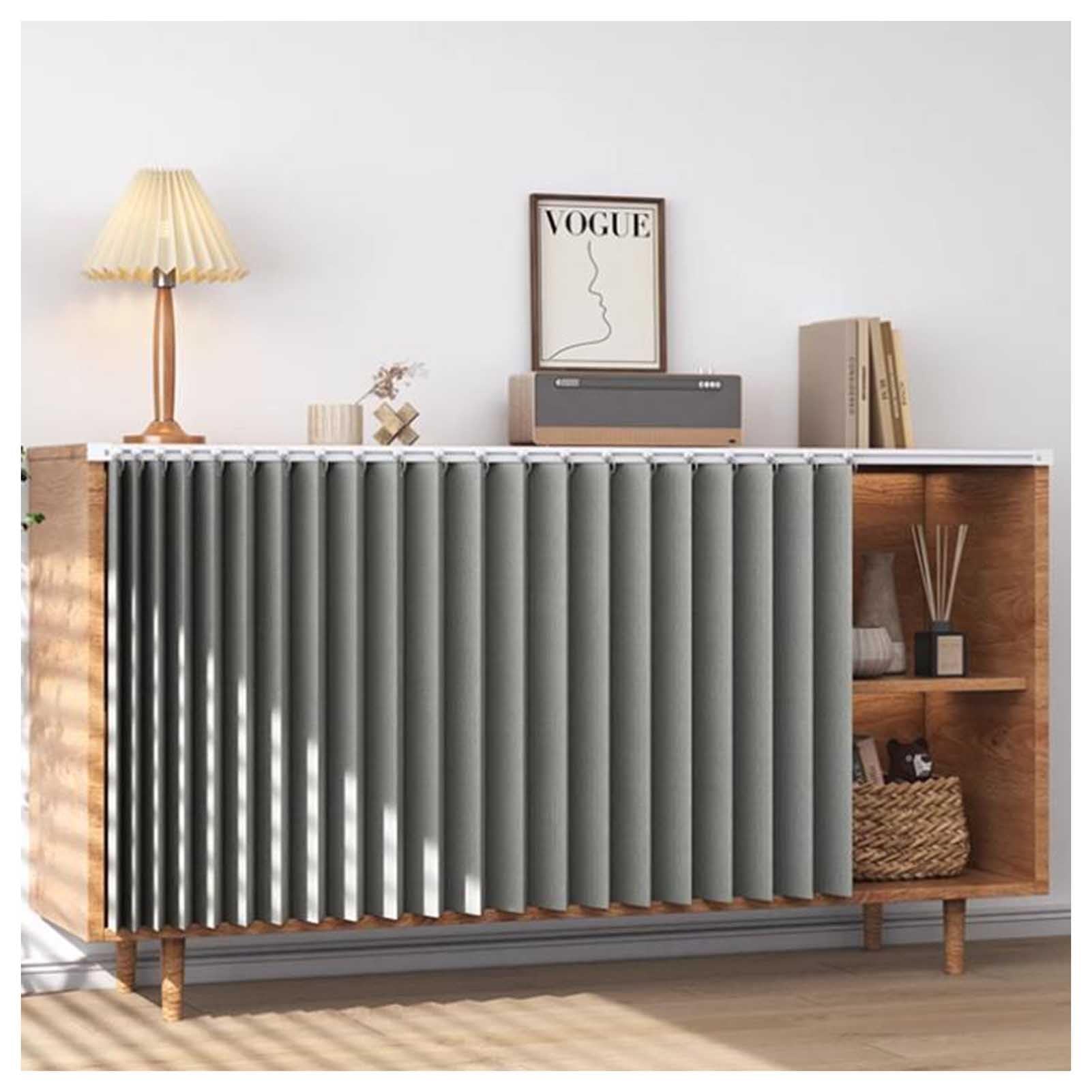 XYUERU Cabinet Curtains Kitchen, Dustproof Curtain Wardrobe,Foldable Under Cabinet Curtain Shelf Cover for Wardrobe Bathroom(Grey,160x70cm)