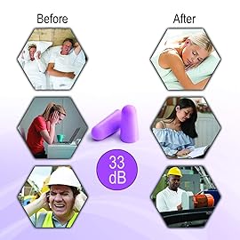MOLDEX Soft Foam Earplugs Softies Ear Plugs for Sleeping, Snoring, Work, Travel, Shooting -33dB Highest NRR Made in USA (Purple, 20 Pairs)