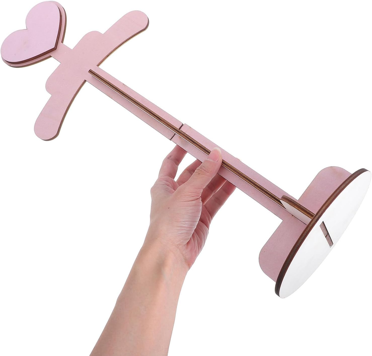 2PCS Heart Shaped Dress and Outfit Stand - Baby Shower Decorations for Girl or Boy - Hand Assembled Wood Hangers Display for Dresses(Height 20.5-26.5'')