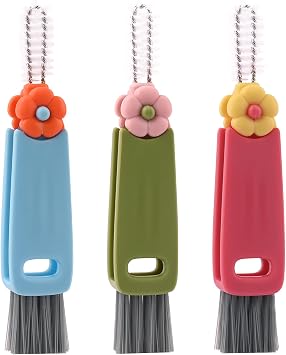 3 in 1 Cup Lid Cleaning Brush, Multifunctional Crevice Cleaning Brush, Portable Cup Lid Cleaning Brush Set Home Kitchen Cleaning Tools Red Blue Green