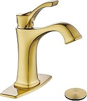 Vista 27 de Brushed Nickel Bathroom Faucet, Sanliv Single Handle Centerset Bathroom Sink Faucet with Pop-Up Drain & Deck Plate for 1 or 3-Hole (4 inch)