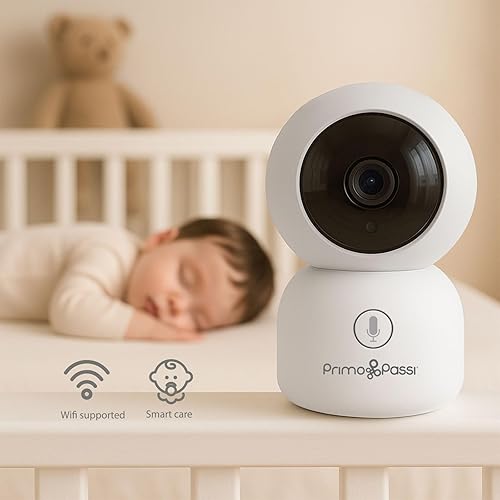 Miniatura 2 de Primo Passi Monitor de bebé inteligente Wi-Fi con pantalla HD de 5", visión nocturna, audio bidireccional, sensor de temperatura y acceso a
