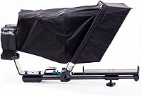 Vista 2 de Sistema de teleprompter móvil Construcción de fibra de carbono y aluminio Capucha de nailon y visera antirreflejo Vidrio divisor de haz