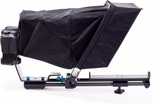 Miniatura 2 de Sistema de teleprompter móvil  Construcción de fibra de carbono y aluminio  Capucha de nailon y visera antirreflejo  Vidrio divisor de haz diagonal