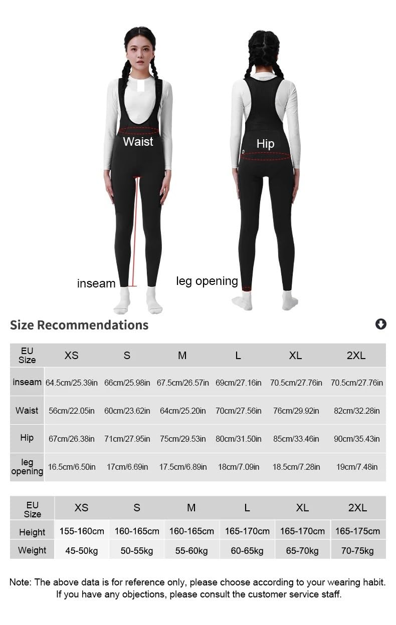 Cuissard à Bretelles De Cyclisme Pantalons à bretelles de cyclisme thermiques for femmes, collants à bretelles rembourrés for vélo d'hiver, Leggings longs avec poches Cuissard Vélo à Bretelles