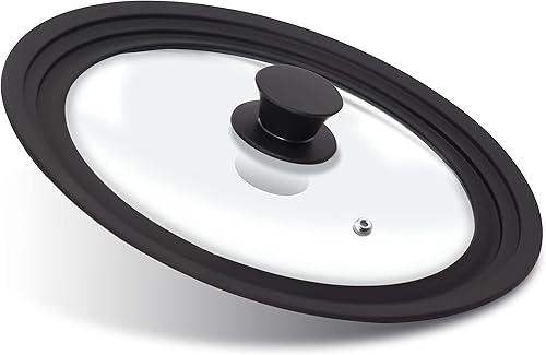 ANAEAT Tapa universal de silicona para ollas, sartenes y sartenes  Vidrio templado cubierto con borde de silicona resistente al calor para