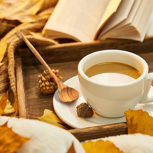 Miniatura 3 de WONDERFUL Cucharas de mango largo de madera de olivo 100% natural para café, té, batido de cocina, agitador de cóctel cuchara de miel para mezclar,