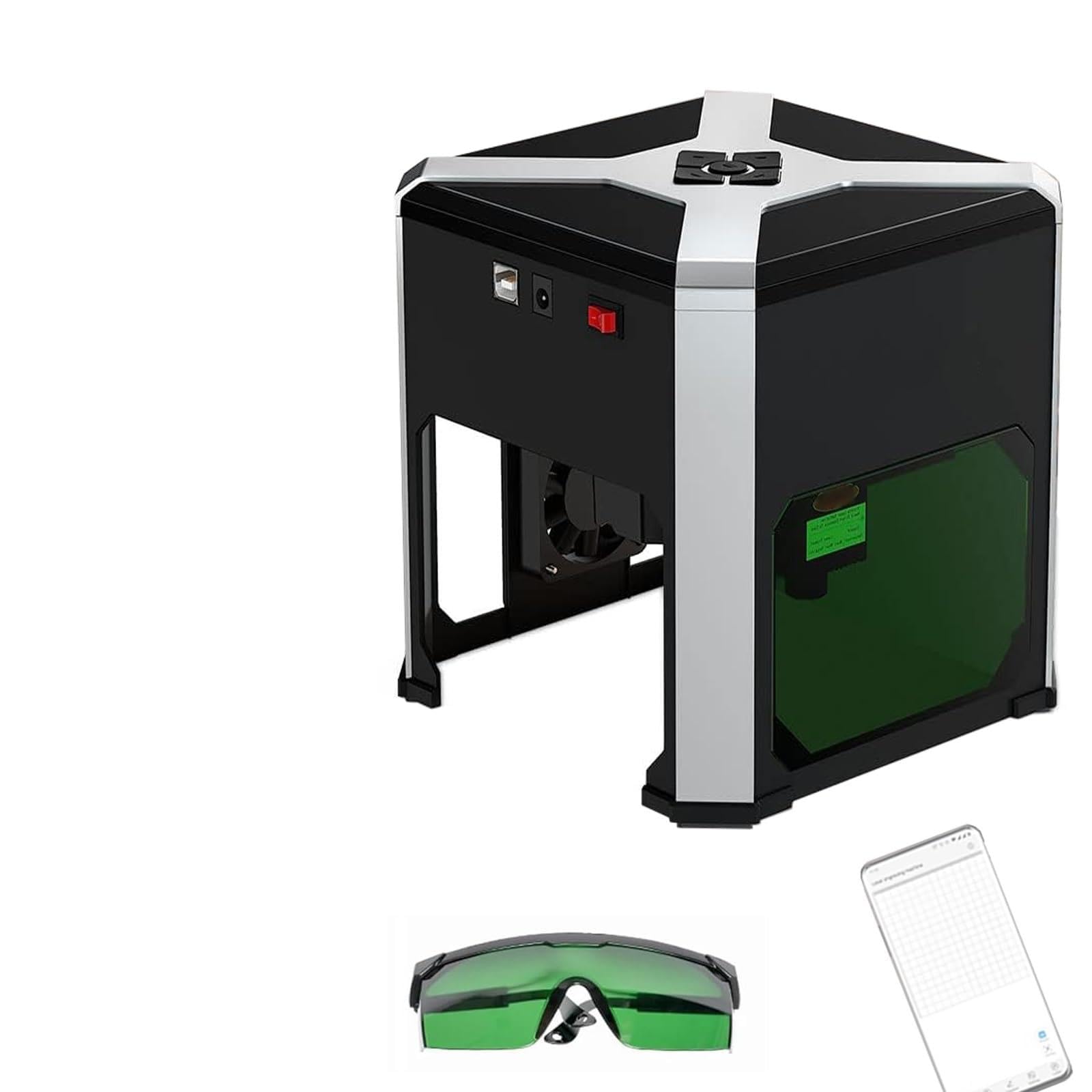 Lasergravurmaschine für Holz, Kraftpapier, Leder, tragbare Lasergravur-Schneidemaschine mit hoher Präzision 0,05 mm – Steuerung per Computer-/Handy-App