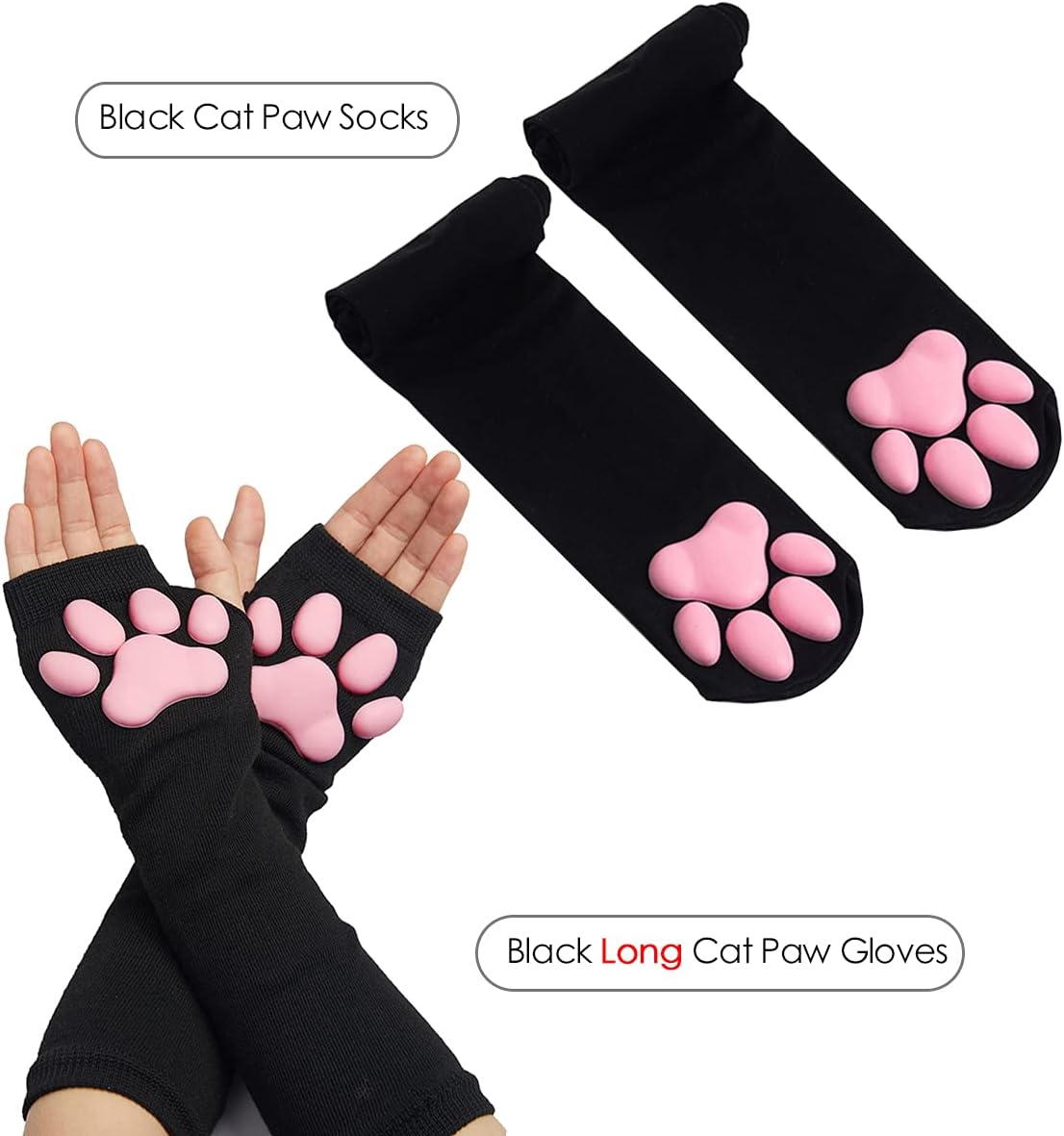 Cute Cat Paw Mittens Gloves, Kawaii Cat Cosplay Kawaii Soft 3D Toes Beans Fingerless Cat Claw Paws Pad Sleeve - Image 7