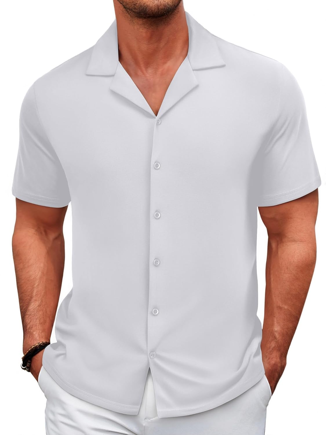 COOFANDY Mens Casual Shirts Short Sleeve Button Down Shirts Wrinkle Free Summer Shirt