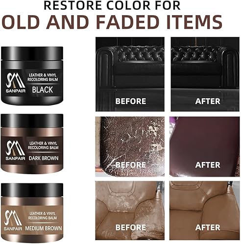 Miniatura 2 de Bálsamo recolorante de cuero negro, restaurador de color de cuero, reparación de arañazos de cuero, bálsamo de cuero, pintura de cuero negro,
