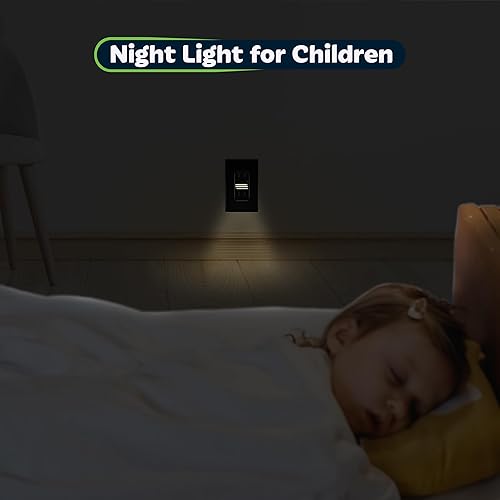 Miniatura 4 de TOPGREENER Receptáculo de luz LED guía con sensor automático de luz diurna, toma de pared decorativa de luz nocturna, receptáculo resistente a