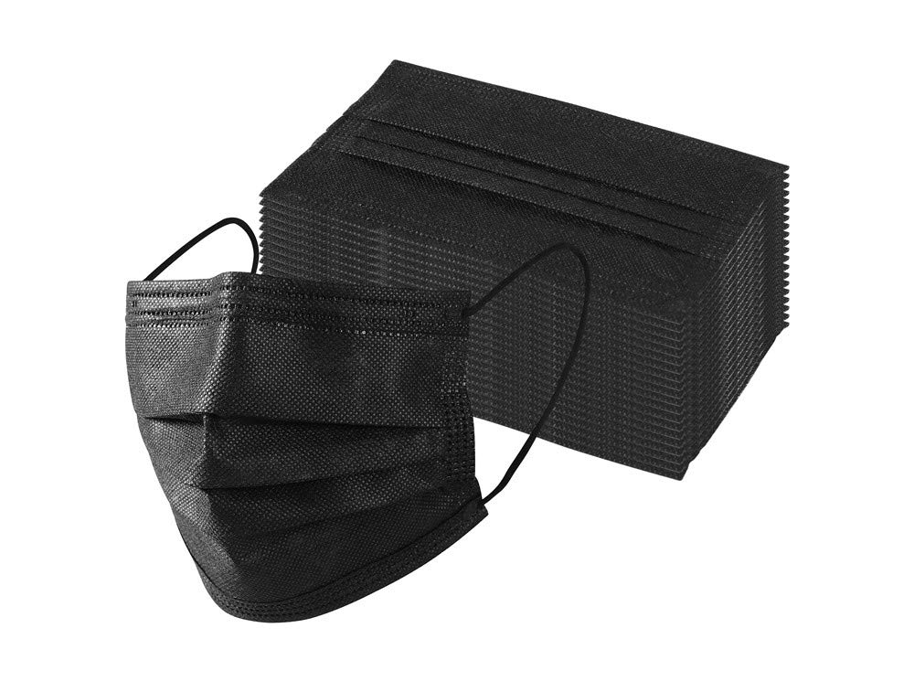 Disposable Face Masks, Black, 3-Ply, Lightweight & Comfortable Mouth for Single Daily Use, Soft Breathable Fabric