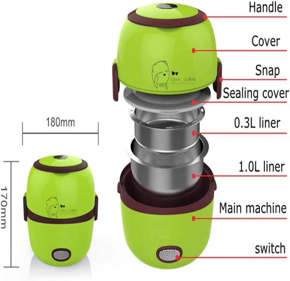 Mini Rice Cooker Thermal Heating Electric Lunch Box 2 Layers Portable Food Steamer Cooking Container Meal Lunchbox Warmer