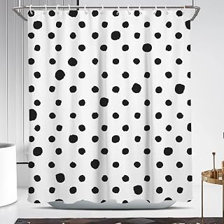 Coxila Polka Dots Shower Curtain Kids Black and White Cute Vintage Modern Ombre Fashion Trendy Design Boys Girls Adults 60 x 72 Inch Polyester Fabric 12 Pack Hooks