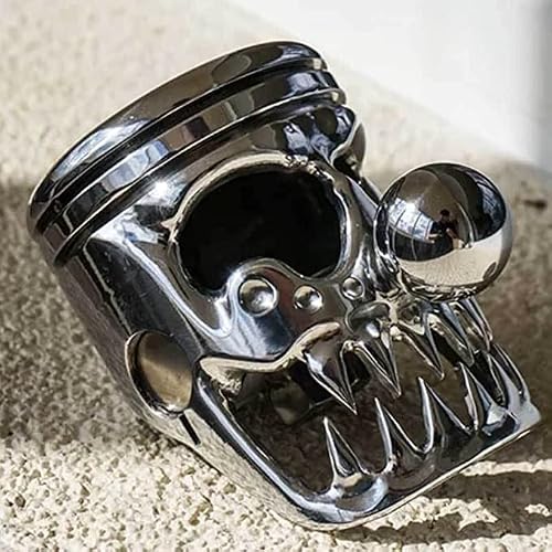 Aboully Shift Knob Made From Motorcycle Piston, Jdm Stainless Steel Skull Shape Shifter Stick Knob Car Shift Head Shifting Lever Handle Fit Most Automatic Manual Vehicle (A) #TOP4