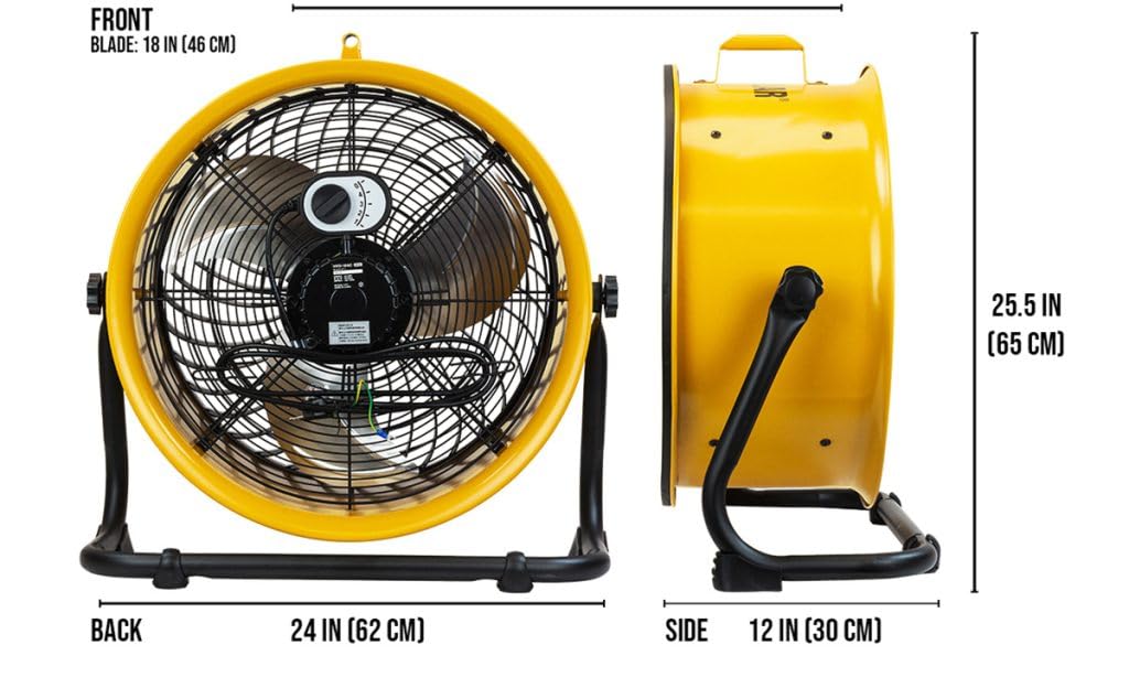 CAT Ventilatore da Pavimento HVD18AC CT003 Ø 45 cm 170W 4 Velocità Montaggio a Parete Cavo 2 m Ventilatore Industriale ad Alta Potenza per Casa Officina Magazzino