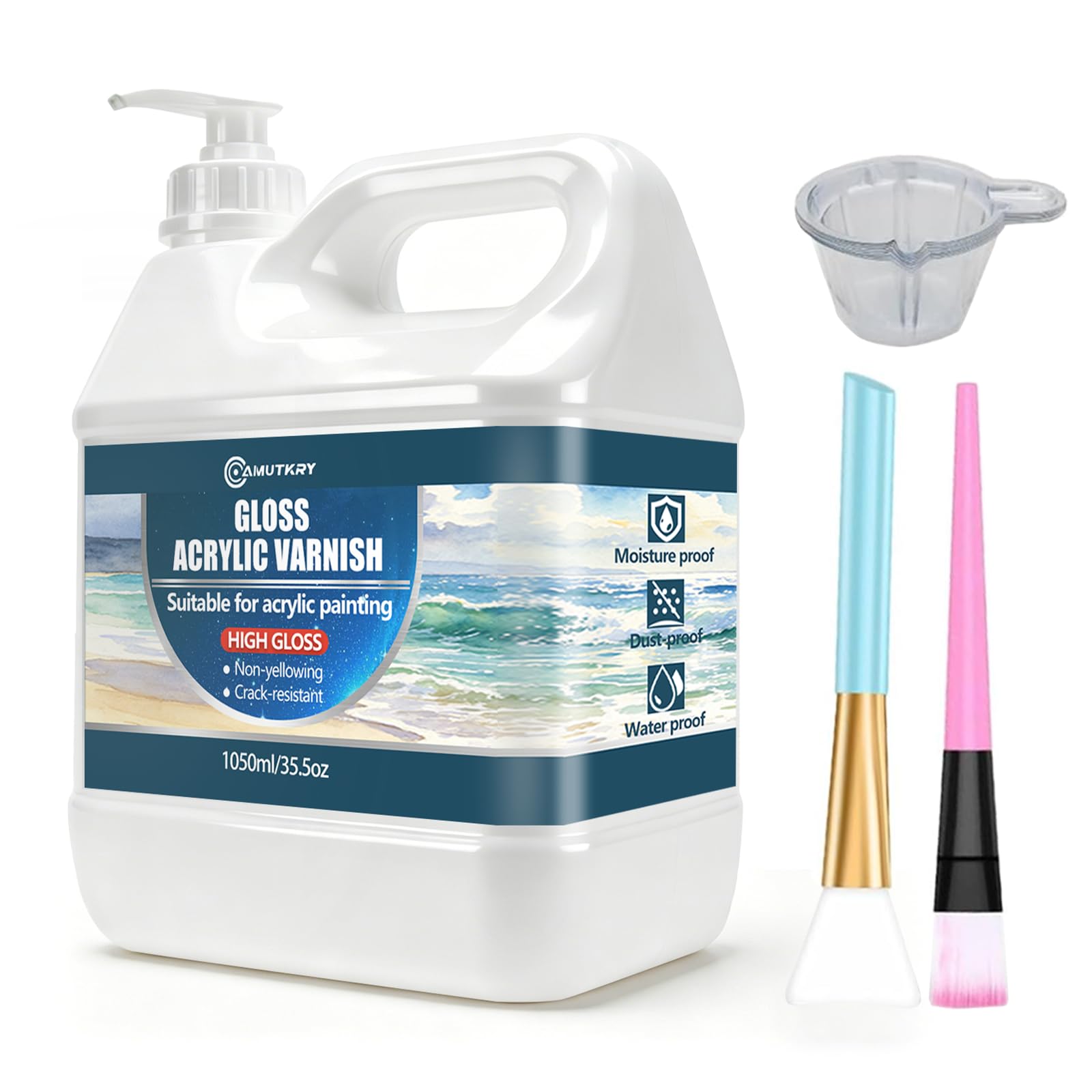 Grande vernice acrilica lucida con pompa, sigillante trasparente ad alta lucentezza per dipinti acrilici, ad asciugatura rapida, atossica, protezione UV e ingiallimento, multi-superficie con