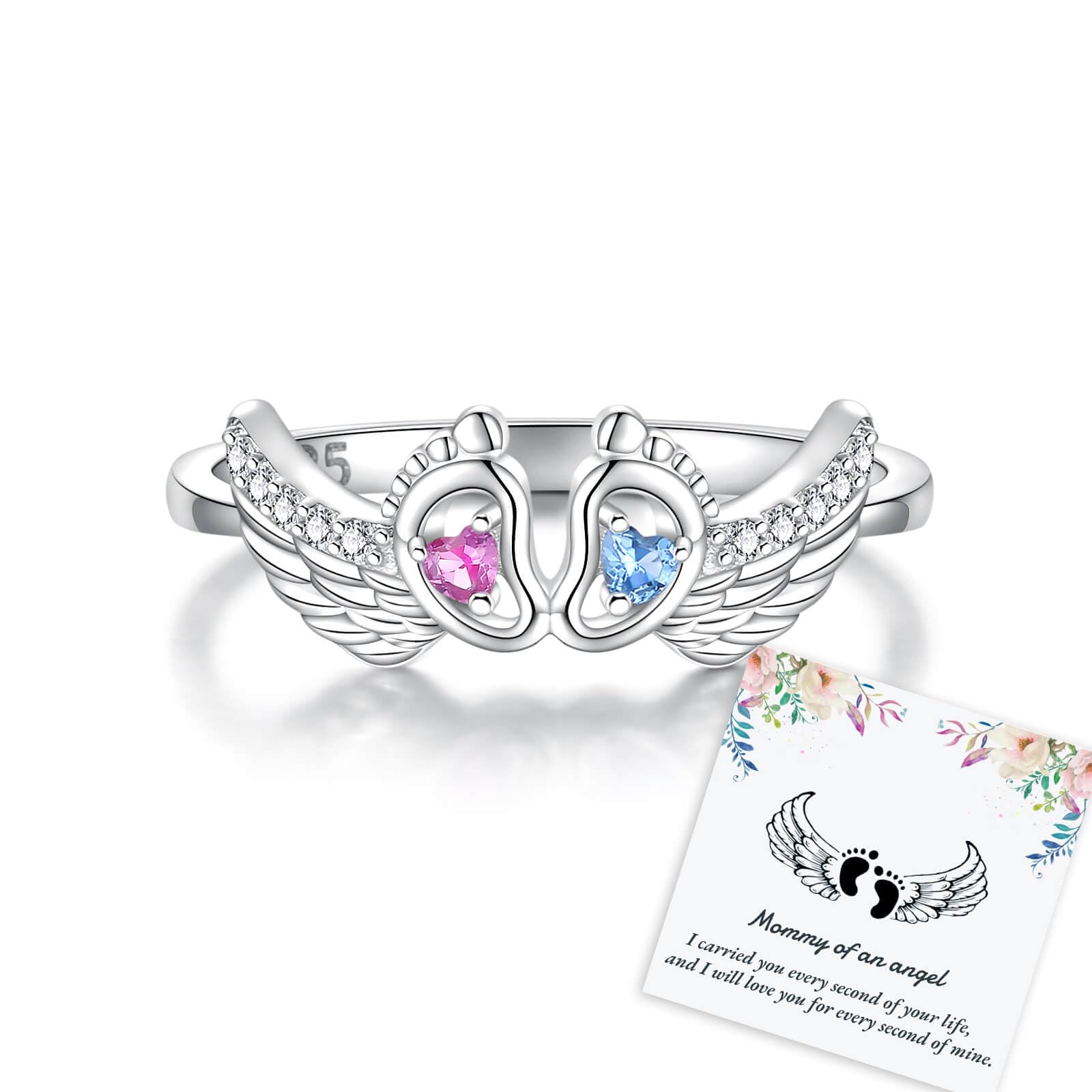 Miscarriage Gifts for Mothers Mommy of an Angel Ring 925 Sterling Silver Loss Memorial Sympathy Jewelry for Mom Women