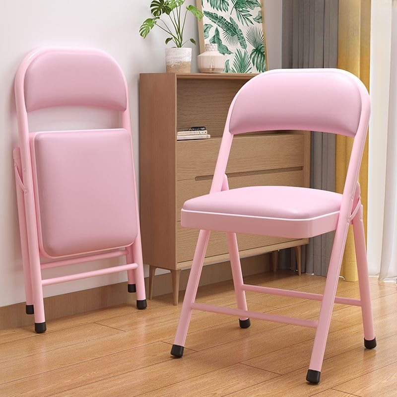 CraftThink Foldable Conference Chair, Armless Stackable Guest & Reception & Meeting Chair with Back for Commercial or Residential Use (Pink)