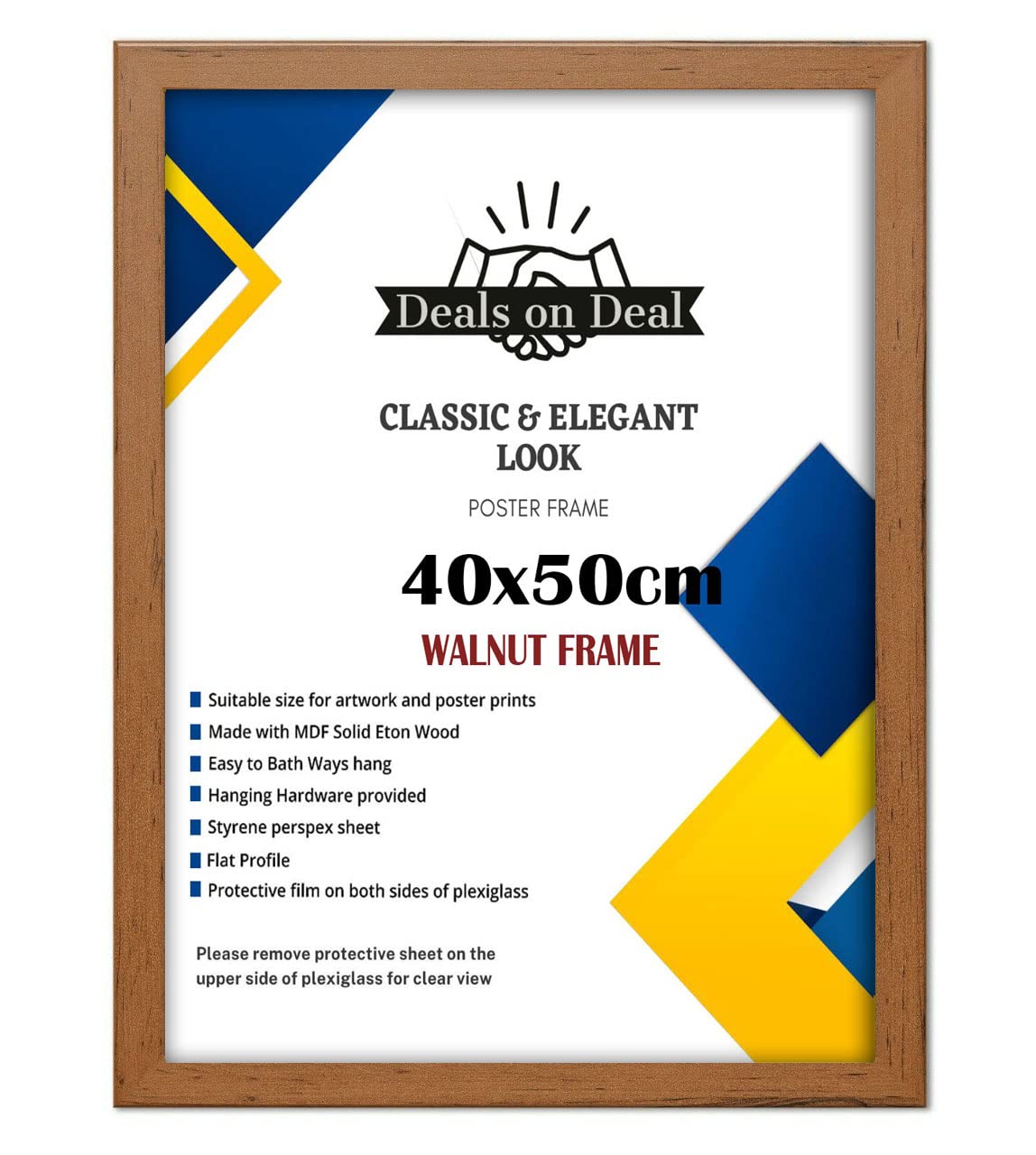 DEALS ON DEAL 40x50CM Solid Eton Premium jigsaw puzzle Wooden Photo Picture Certificate Posters Frame Wood Wall Frames Clear plexiglass Ideal Home/Office(40x50CM(15.7" x 19.7") WALNUT