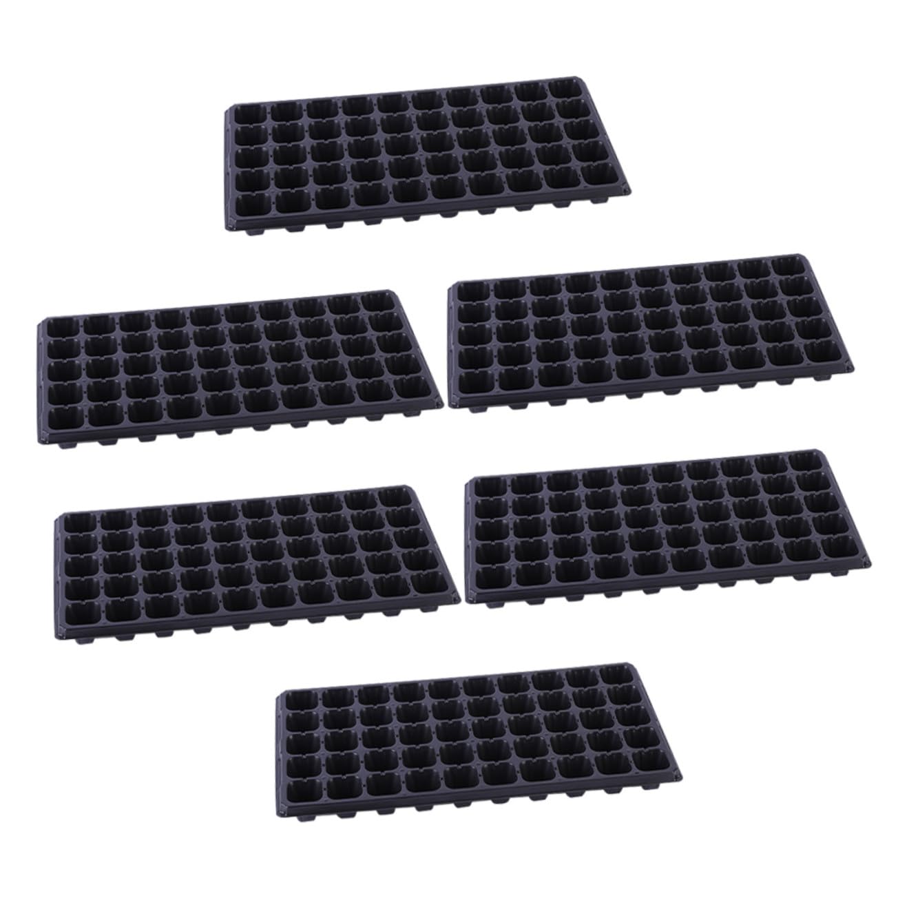 Plateau de Semis à 50 Alvéoles en PVC Noir, Support pour Plateau à Plantes, 6 Pièces, Adapté pour Semis de Légumes et Succulentes en Extérieur