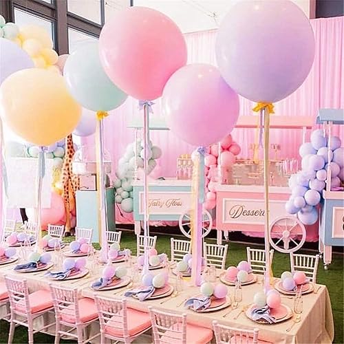 Miniatura 2 de 24 globos pastel de 18 pulgadas, grandes, redondos, gigantes, globos de látex para Pascua, cumpleaños, bodas, baby shower, decoraciones con borlas