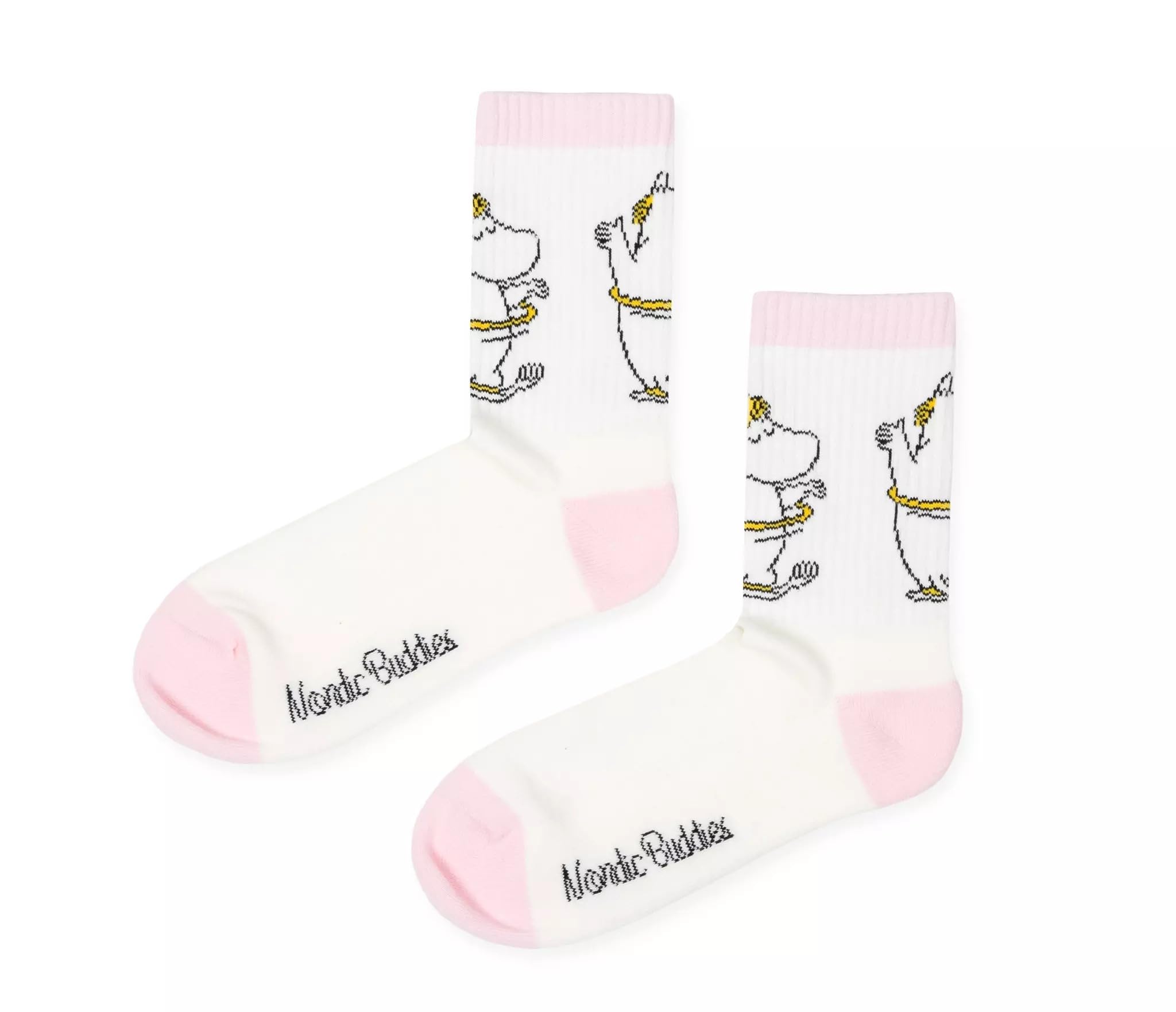 Nordicbuddies Women's White/Pink Snorkmaiden Dancing, Retro Socks, Pink/, Eu36-42