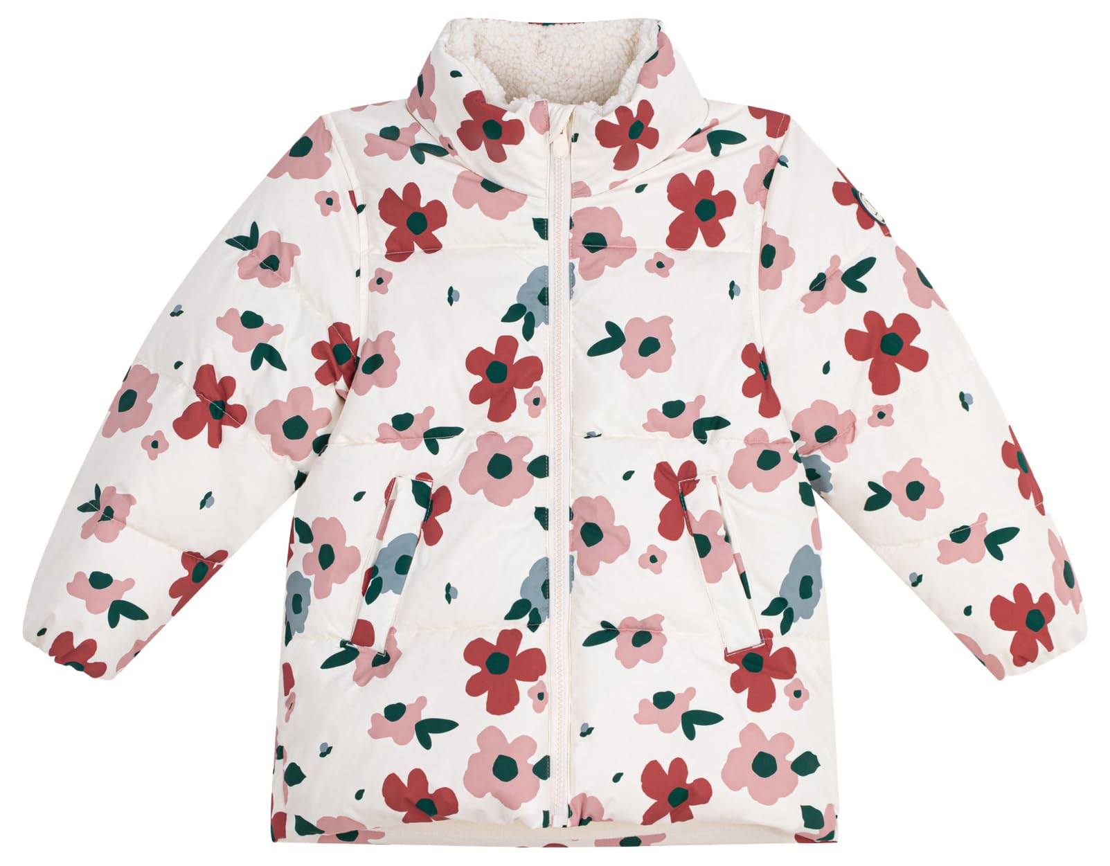 Petit Bateau Piumino Bambino con Fiori, 10 Anni, Milk/Multico