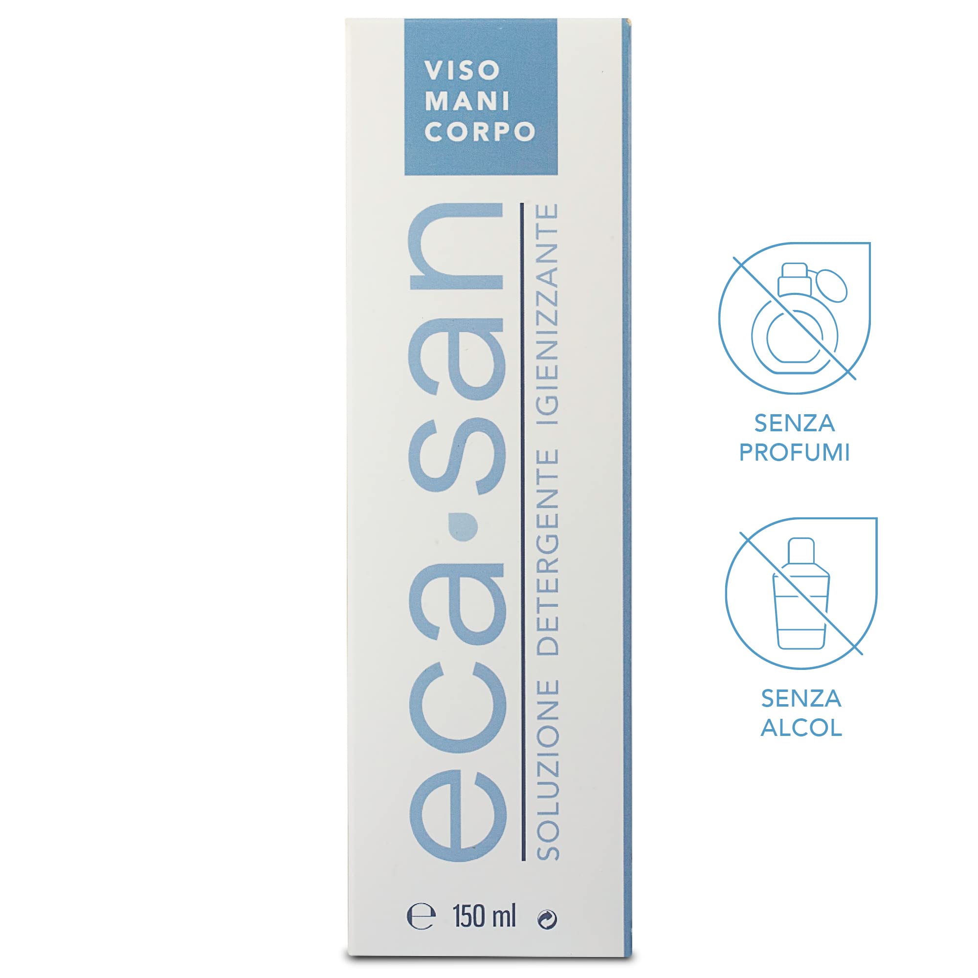 ECASAN Igienizzante Spray Mani Viso e Corpo 100% Naturale Spray Rinfrescante Viso Sanificante, Acido Ipocloroso spray viso, Skin care Viso Senza Profumo e Alcool - Formula Green e Vegan (150 ml)