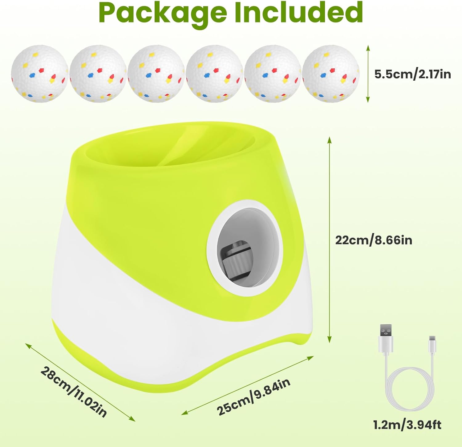 Automatic Dog Ball Launcher, Rechargeable Upgraded Dog Ball Throw Launcher Interactive Tennis Ball Thrower with 2.3in Balls, 3 Adjustable Distance Settings for Small Medium Dogs