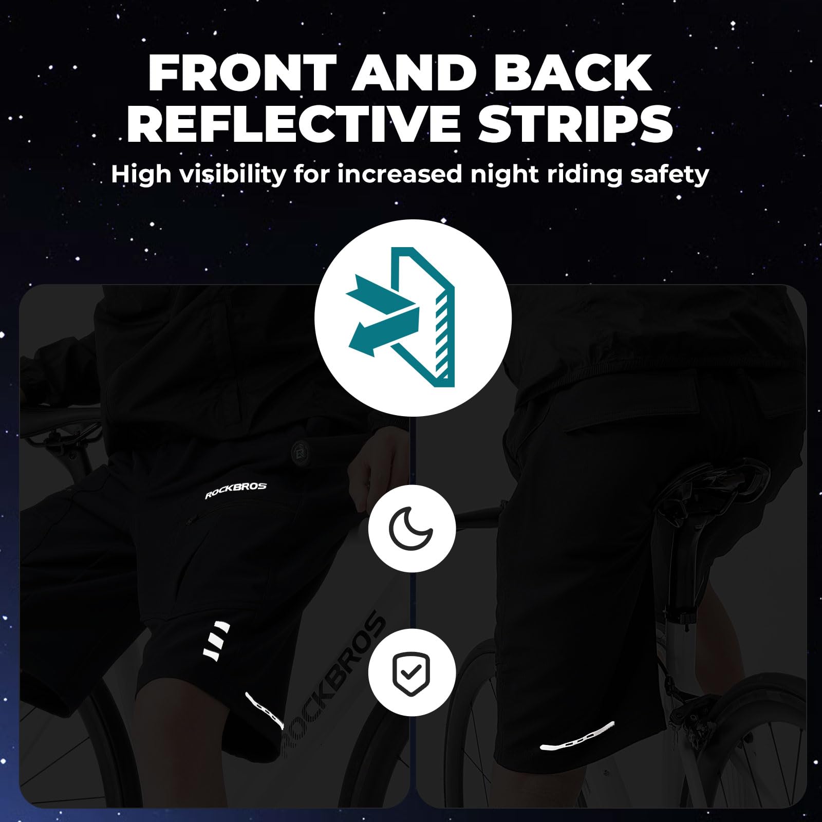 ROCKBROS Pantalones Cortos de Ciclismo para Hombre, Culotte Ciclismo Desmontable Transpirable Multifuncional Verano con Bolsillos 4D Acolchado para MTB, M-4XL