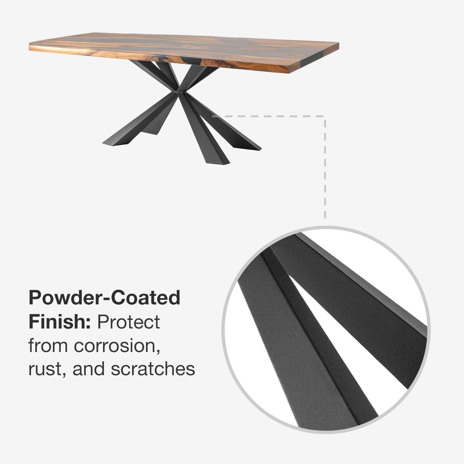 Flowyline 28" H 313 Summa Handcrafted Black Metal Table Legs and Bases for Dining Tables | Steel Desk Legs | Rust-Resistant, Adjustable Furniture Legs for Bench DIY Mid-Century Modern Indoor/Outdoor