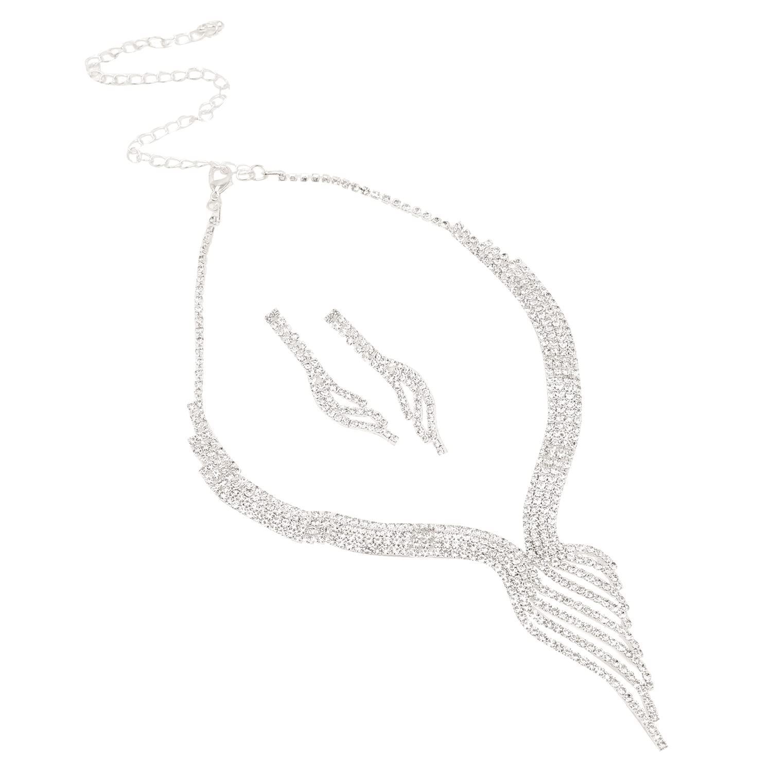 SOHI Rhinestones Designer Necklace Set, American Diamond jewellery set, choker necklace and Earrings, Indo-western jewellery set, Crystal, Fashion jewellery (6128) (B0BQ79T344) Amazon Price History, Amazon Price Tracker